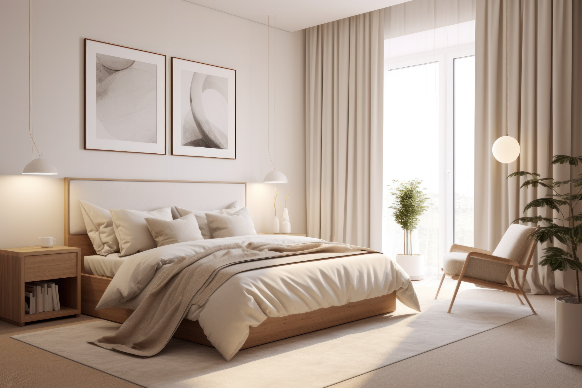 Styled bedroom with layered linens