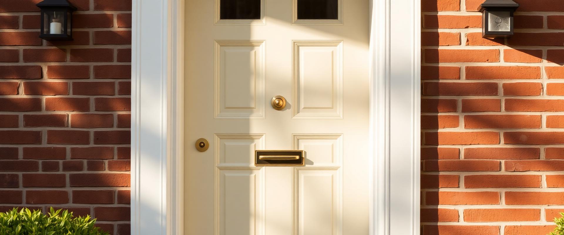 Classic suburban front door with brass hardware